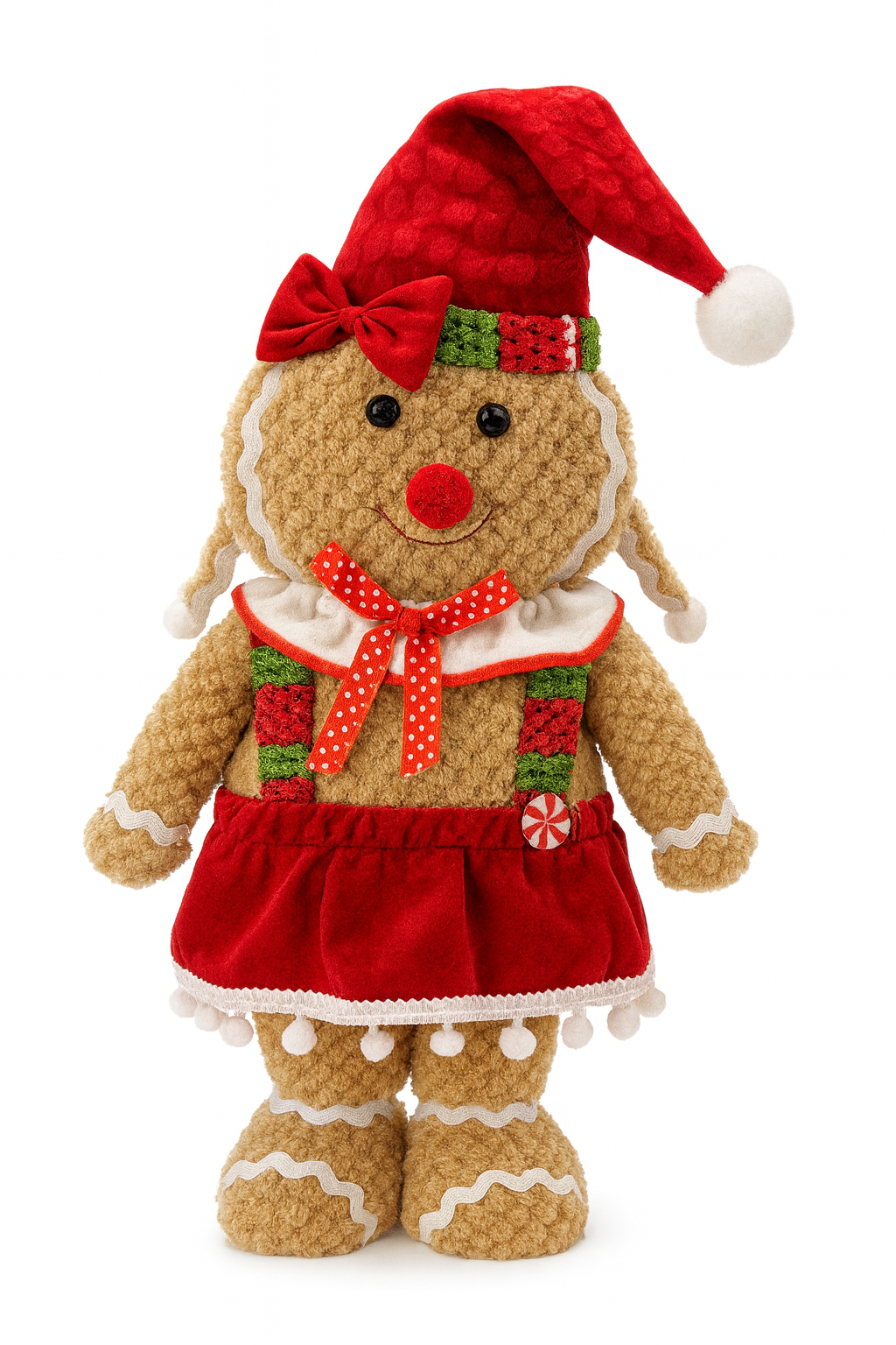 Festive Gingerbread Girl Plush Decoration – 30cm