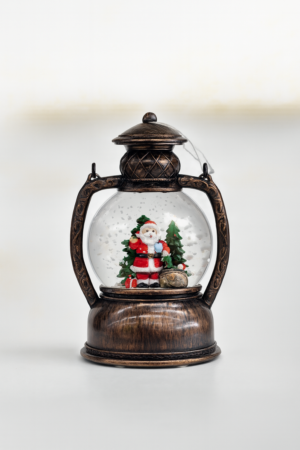 Antique Santa Lantern Snow Globe