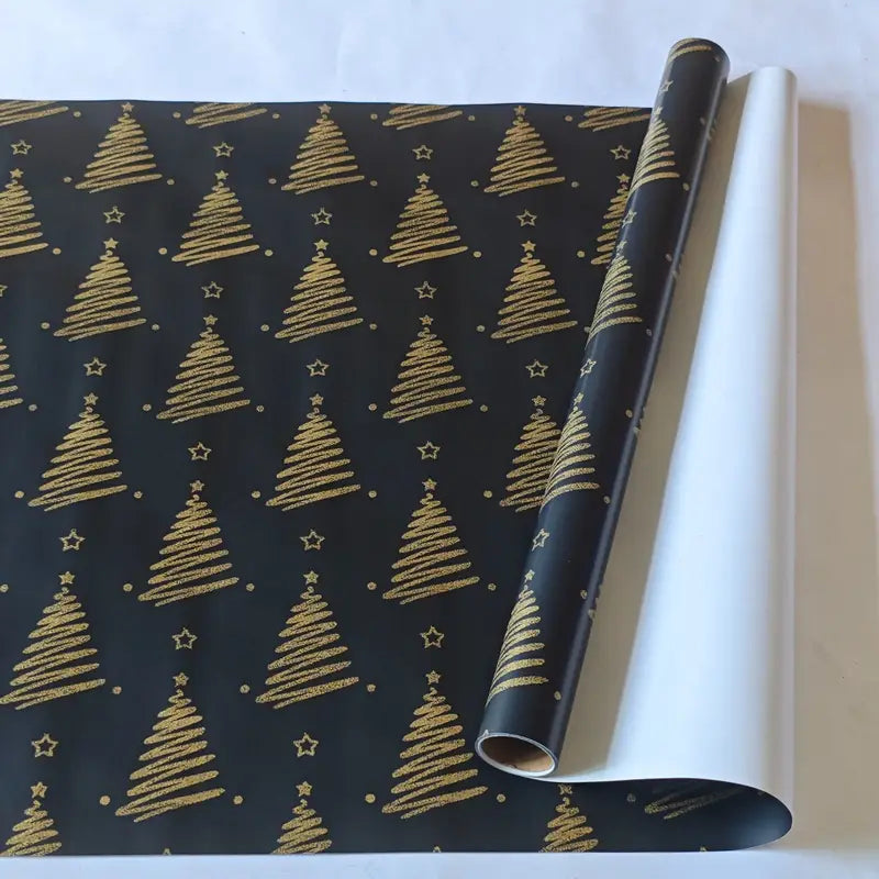 Luxury Black & Gold Christmas Wrapping Paper – 3m Roll
